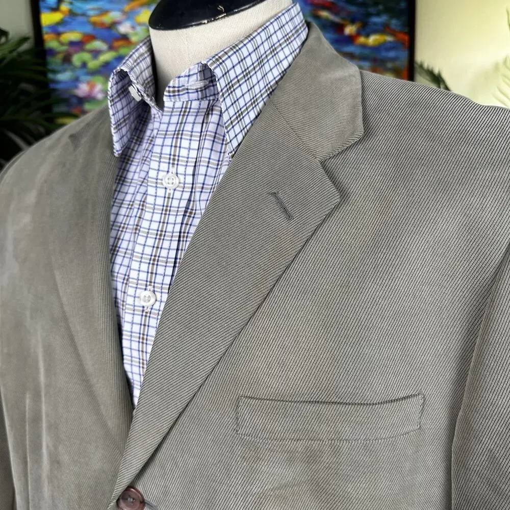 Claiborne Sport Coat Men 44R Olive Microfiber 3 button Fall